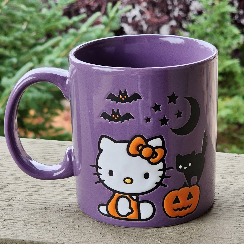 Hello Kitty Purple Ceramic Mug with Cat Hello Kitty Halloween Mug